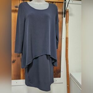 Alfani Navy Asymmetrical Layered Tunic Dress